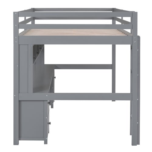 Bellemave Full Size Loft Bed with Desk - Bellemave