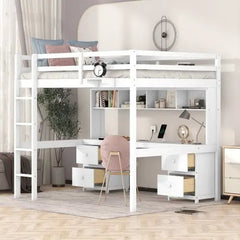 Bellemave Full Size Loft Bed with Desk - Bellemave