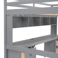 Bellemave® Full Size Loft Bed with Storage Desk - Bellemave