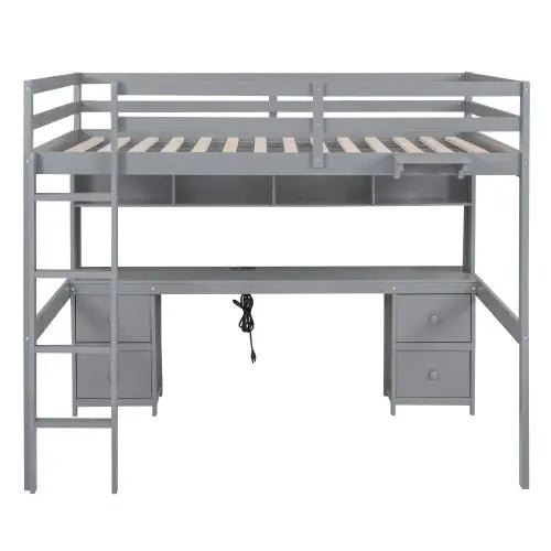 Bellemave® Full Size Loft Bed with Storage Desk - Bellemave