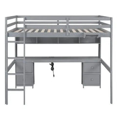 Bellemave® Full Size Loft Bed with Storage Desk - Bellemave