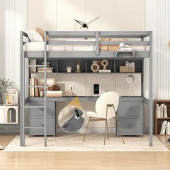 Bellemave® Full Size Loft Bed with Storage Desk - Bellemave