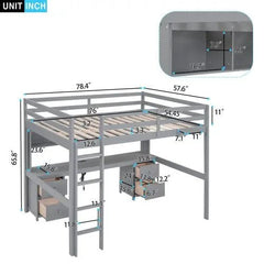 Bellemave® Full Size Loft Bed with Storage Desk - Bellemave