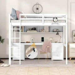 Bellemave® Full Size Loft Bed with Storage Desk - Bellemave