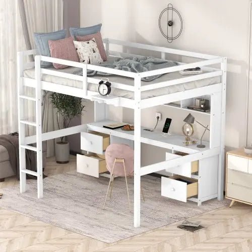 Bellemave® Full Size Loft Bed with Storage Desk - Bellemave
