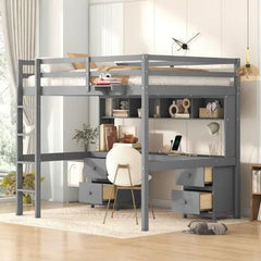 Bellemave® Full Size Loft Bed with Storage Desk - Bellemave