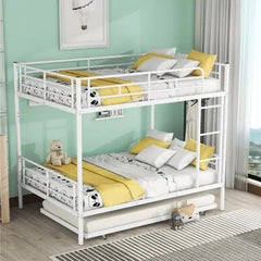 Bellemave® Full Size Metal Bunk Bed with Trundle Bed - Bellemave