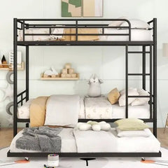 Bellemave® Full Size Metal Bunk Bed with Trundle Bed - Bellemave