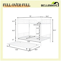 Bellemave® Full Size Metal Bunk Bed with Trundle Bed - Bellemave