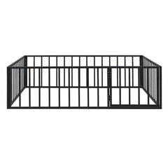 Bellemave® Full Size Metal Floor Bed with Fence and Door - Bellemave