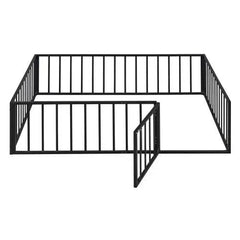 Bellemave® Full Size Metal Floor Bed with Fence and Door - Bellemave