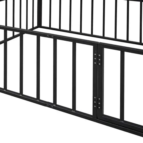 Bellemave® Full Size Metal Floor Bed with Fence and Door - Bellemave