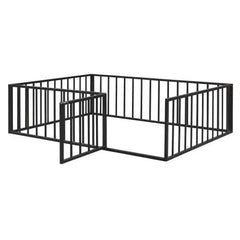 Bellemave® Full Size Metal Floor Bed with Fence and Door - Bellemave