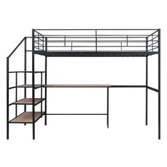 Bellemave Full Size Metal Loft Bed with Desk and Lateral Storage Ladder - Bellemave