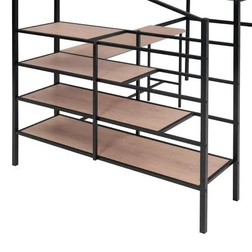 Bellemave® Full Size Metal Loft Bed with Desk and Lateral Storage Ladder - Bellemave