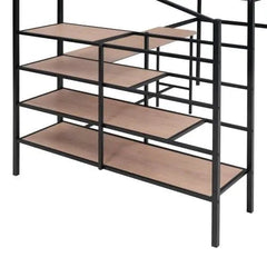 Bellemave® Full Size Metal Loft Bed with Desk and Lateral Storage Ladder - Bellemave