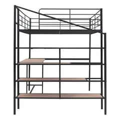 Bellemave® Full Size Metal Loft Bed with Desk and Lateral Storage Ladder - Bellemave
