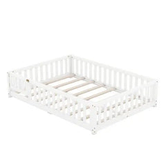 Bellemave Full Size Montessori Floor Bed with Safety Guardrails and Door - Bellemave