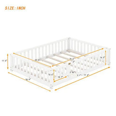 Bellemave Full Size Montessori Floor Bed with Safety Guardrails and Door - Bellemave