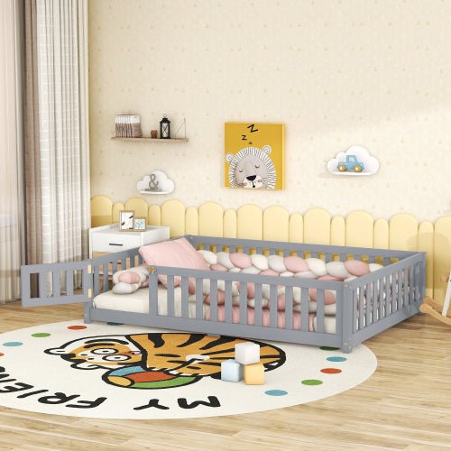 Bellemave Full Size Montessori Floor Bed with Safety Guardrails and Door - Bellemave