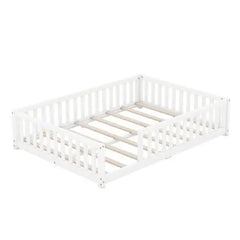 Bellemave Full Size Montessori Floor Bed with Safety Guardrails and Door - Bellemave