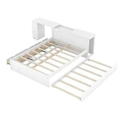Bellemave® Full Size Platform Bed With a Rolling Shelf - Bellemave