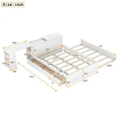 Bellemave® Full Size Platform Bed With a Rolling Shelf - Bellemave