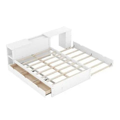 Bellemave® Full Size Platform Bed With a Rolling Shelf - Bellemave