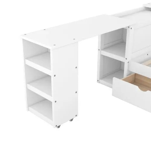 Bellemave® Full Size Platform Bed With a Rolling Shelf - Bellemave