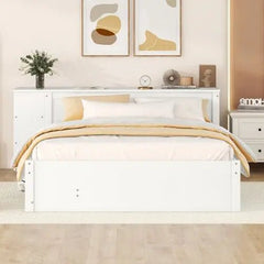 Bellemave® Full Size Platform Bed With a Rolling Shelf - Bellemave
