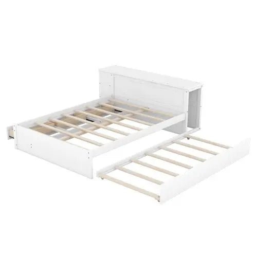 Bellemave® Full Size Platform Bed With a Rolling Shelf - Bellemave