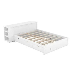 Bellemave® Full Size Platform Bed With a Rolling Shelf - Bellemave