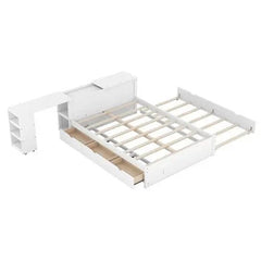 Bellemave® Full Size Platform Bed With a Rolling Shelf - Bellemave