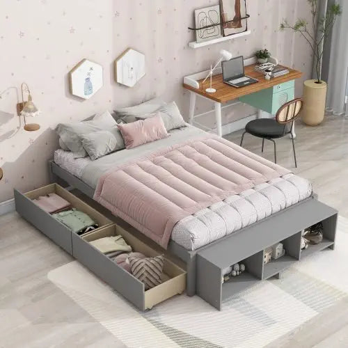 Bellemave Full Size Platform Bed with Storage Case - Bellemave