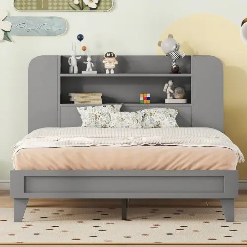 Bellemave Full Size Platform Bed with Storage Headboard - Bellemave