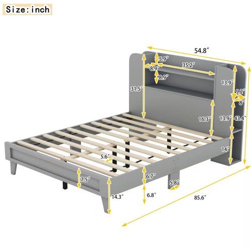 Bellemave Full Size Platform Bed with Storage Headboard - Bellemave