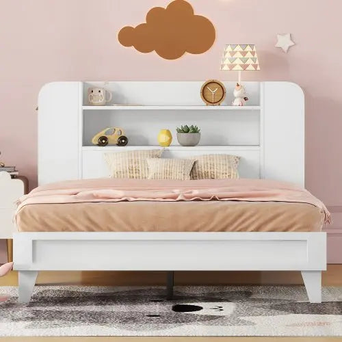 Bellemave Full Size Platform Bed with Storage Headboard - Bellemave