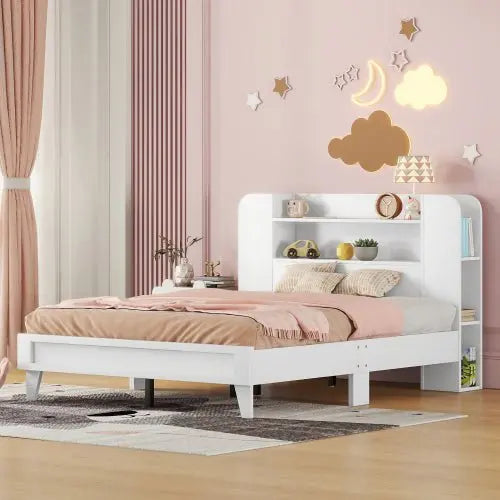 Bellemave Full Size Platform Bed with Storage Headboard - Bellemave