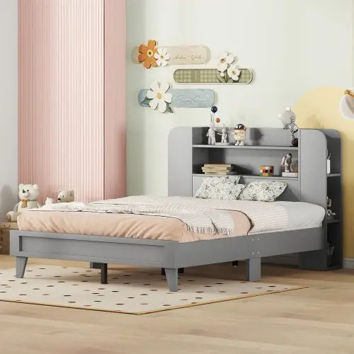 Bellemave Full Size Platform Bed with Storage Headboard - Bellemave