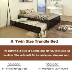 Bellemave® Full Size Platform Bed with Trundle and 2 Drawers - Bellemave