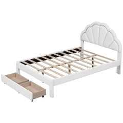 Bellemave Full Size Upholstered Platform Bed with Seashell Shaped Headboard - Bellemave