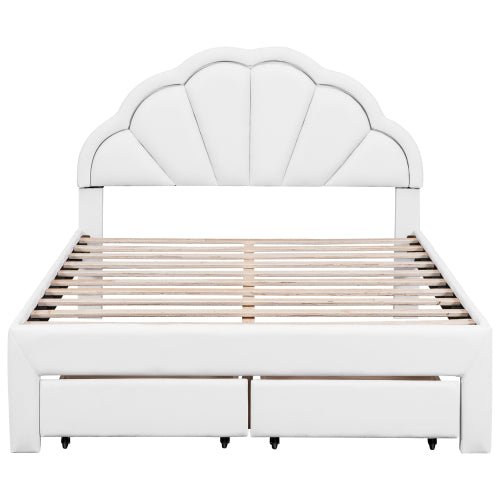 Bellemave Full Size Upholstered Platform Bed with Seashell Shaped Headboard - Bellemave