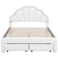 Bellemave Full Size Upholstered Platform Bed with Seashell Shaped Headboard - Bellemave