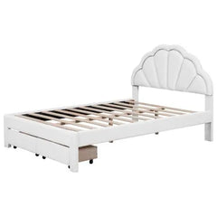 Bellemave Full Size Upholstered Platform Bed with Seashell Shaped Headboard - Bellemave