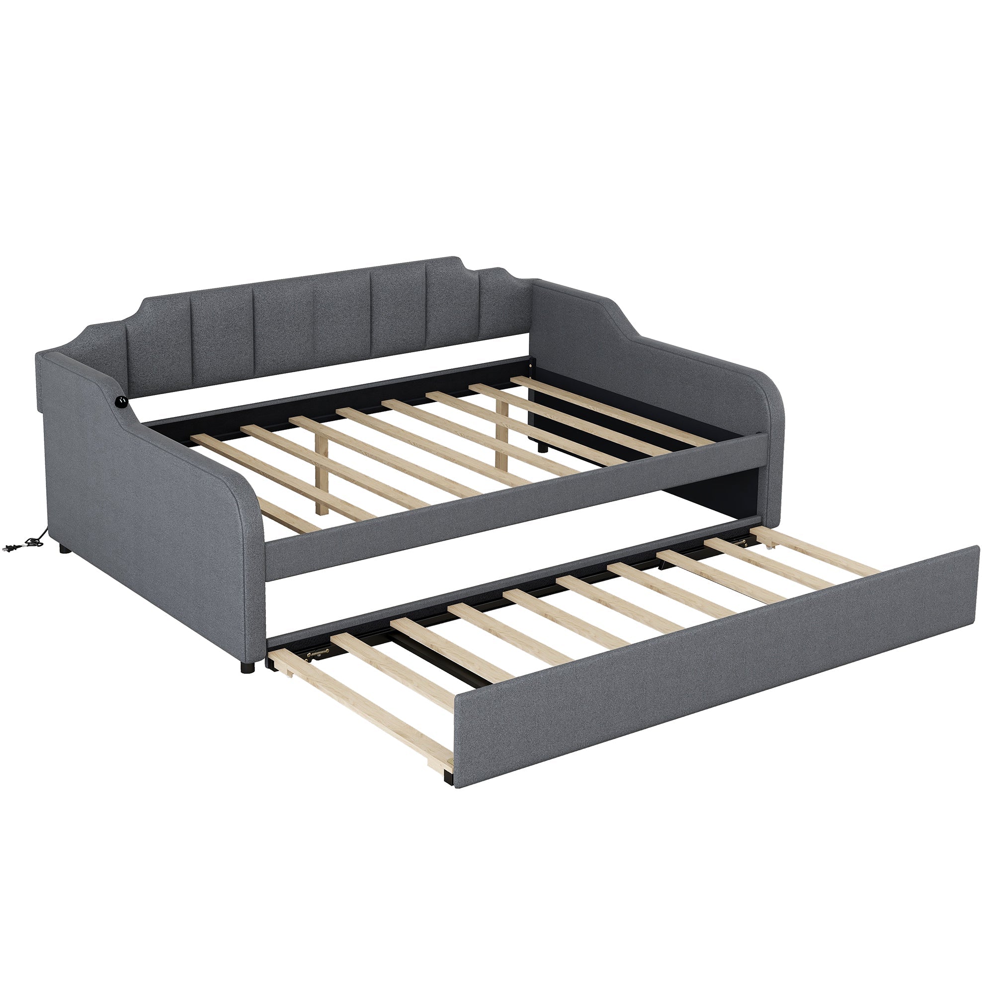 Bellemave Full Size Upholstery Daybed with Trundle and USB Charging - Bellemave