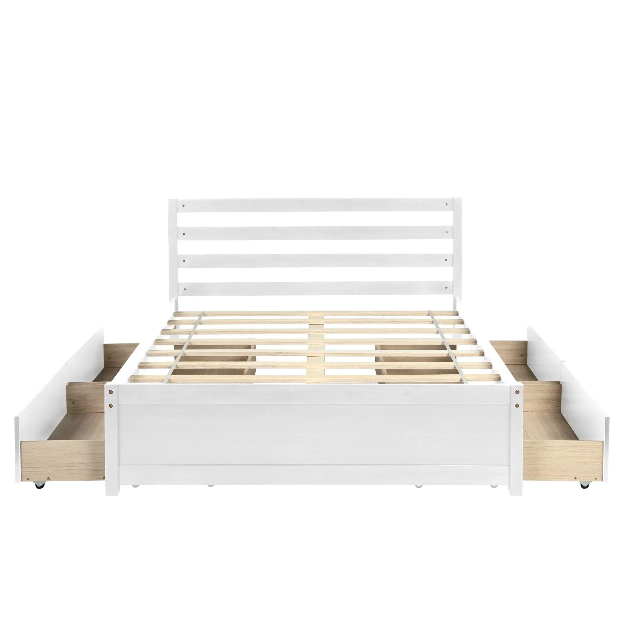 Bellemave Full Size Wood Platform Bed Frame w/Headboard and Four Drawers - Bellemave