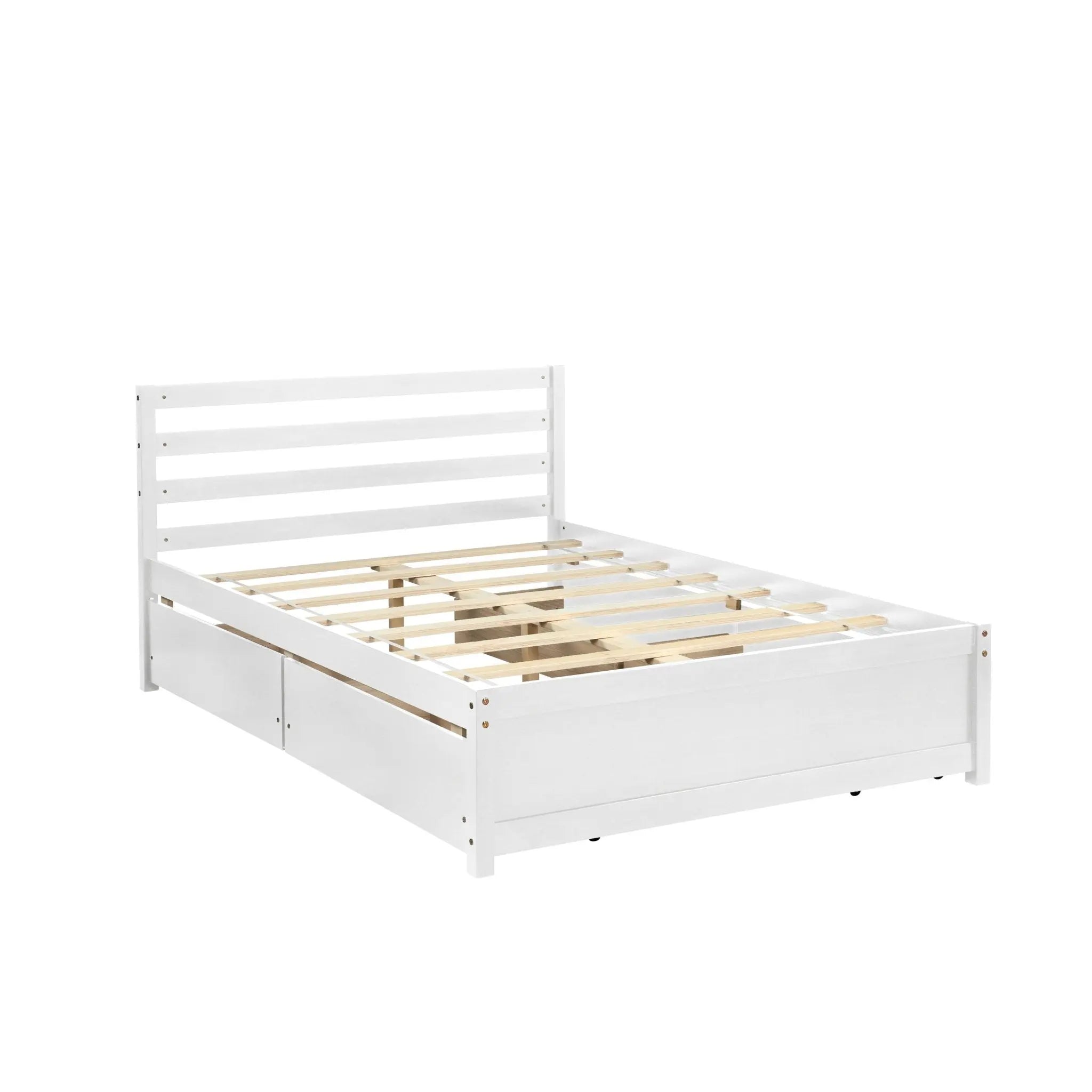 Bellemave® Full Size Wood Platform Bed with Headboard and 4 Drawers - Bellemave
