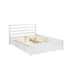 Bellemave® Full Size Wood Platform Bed with Headboard and 4 Drawers - Bellemave