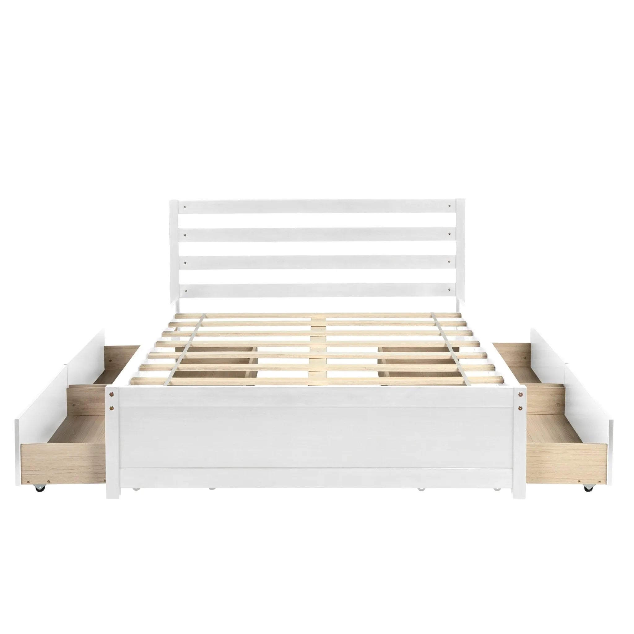 Bellemave® Full Size Wood Platform Bed with Headboard and 4 Drawers - Bellemave