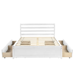 Bellemave® Full Size Wood Platform Bed with Headboard and 4 Drawers - Bellemave